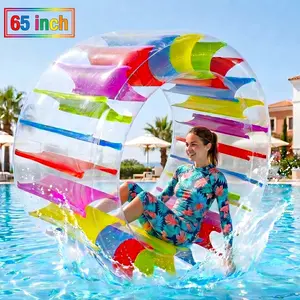 65 Inch Giant Inflatable Water Wheel Roller, Colorful Swimming Pool Floats, Heavy Duty PVC Float, Large Rolling Cylinder For Lake Beach Party, Outdoor Summer Water Games, Interactive Backyard Vacation Events For Adults, Durable Floating Raft