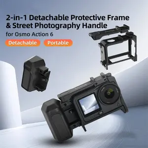 2 in 1 Detachable Camera Cage Hand Grip for Dji Osmo Action 6, Street Photography Protective Frame, Vlog Shooting Handle