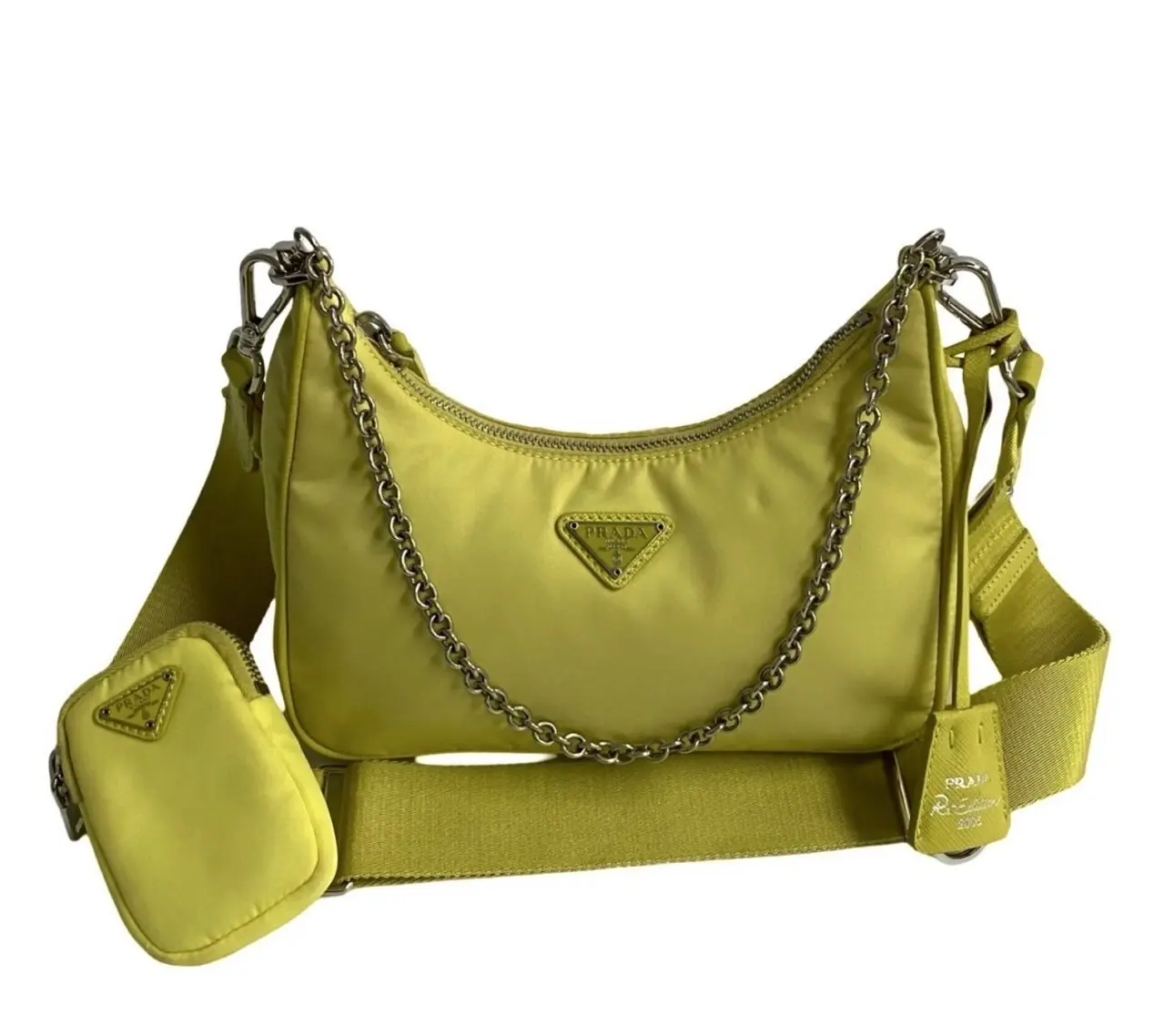 Pre-owned PRADA Nylon Crossbody Bags Re Edition Lemon Drop