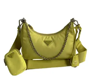 Pre-owned PRADA Nylon Crossbody Bags Re Edition Lemon Drop