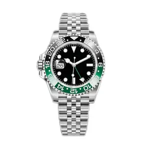 Steel Band GMT Automatic Mechanical Mens Business Wristwatch Luxury Brand