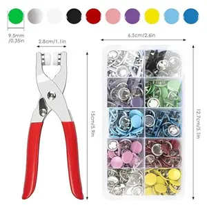 100pcs Claw Snap Invisible Colored Metal Buckle & 1 Count Manual Pressure Pliers,Fabric Fastener Instant Tool Kit Household Sewing Accessories For Diy Handicraft Clothing & Hat,Seamless Stitching,Supplies Crafts
