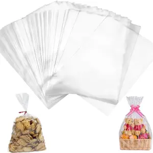 Clear Cellophane Treat Bags 11 x 15.75in, 50PCS cellophane packaging bag for Cookies, Candy, Party Favors, Bakery Packaging and Small Gifts