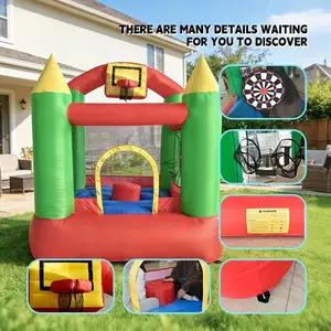 Home Inflatable Trampoline, Small Kids Playhouse, Indoor Outdoor Projector Jump Bed, 76in*71in*85in, Fun Playground