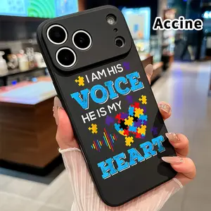 Straight Edge Phone Case for iPhone 17 16 Pro Max 15 Plus 14 13 12 11 Air XR E XS Autism Awareness Design Pattern Full Body Protection Shockproof Soft Silicone Cover