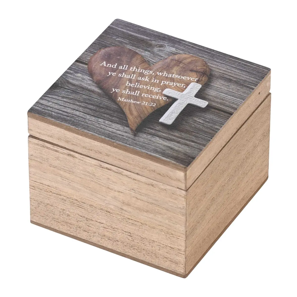 Dicksons EWOODBOX-44-28S Keepsake Box In All Things Matt.21 (KJV)