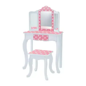 Fashion Polka Dot Prints Gisele Play Vanity Set Pink / White