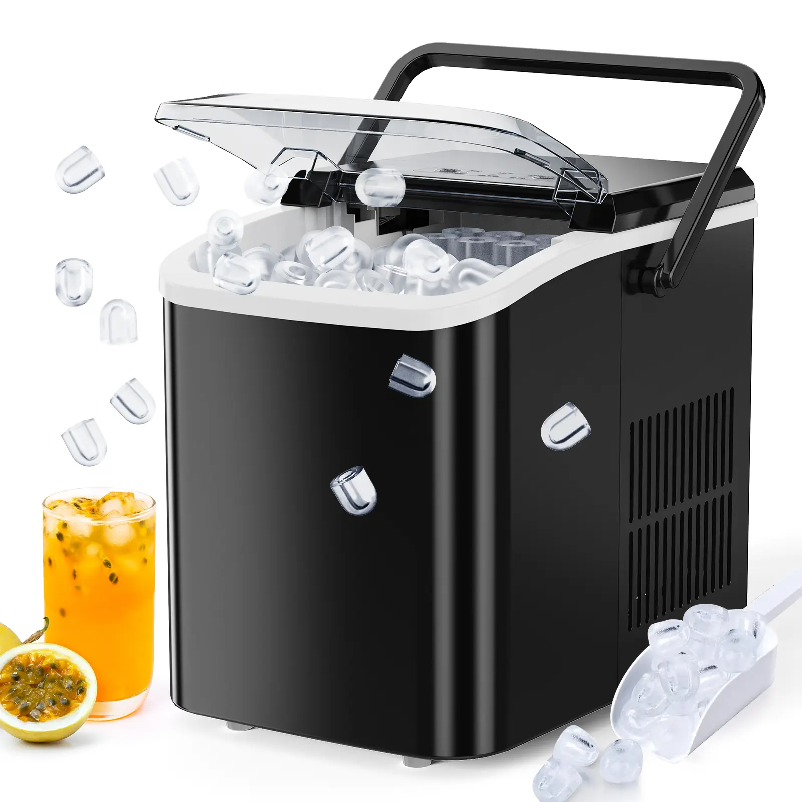 【Deal】Sweet Furniture S-Countertop Ice Maker, Portable Ice Machine Self-Cleaning with Scoop, Basket and Handle, 9 Cubes in 6 Mins, 2 Sizes of Bullet Ice