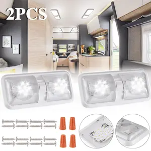 2PCS 12V LED RV Ceiling Dome Light RV Interior Lighting for Camper Trailer Truck Boat Marine