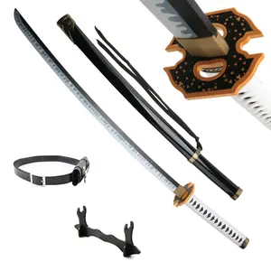 ELERVINO 41 inches Bamboo Wooden Devil May Cry Yamato Sword Cosplay Vergil Swords with Black Belt & Stand Display for Anime Fans Halloween Role Playing Props Cosplay Collection Decoration Christmas Gift Birthday New Year