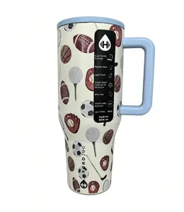 HydroJug 40oz Sports Themed Tumbler with Handle &   Keeps Drinks Cold 24H Straw Drinking Utensils water tumbler Stainless Steel Insulated Mug Travel Coffee Mug Drinkware Bottles Bottled Flasks