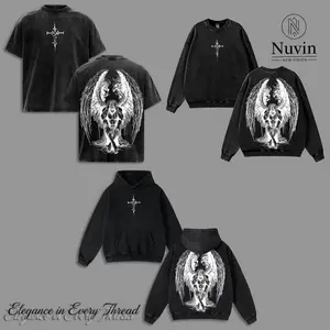 Tormented Angel T-Shirt hoodie Sweatshirt Washed , Fallen Dark Angel Oversized Tee, Gothic Angel of Despair Shirt, Heavyweight Cotton Washed Heaven and Hell Streetwear Angel vs Demon Art Jesus Apparel Christ the Savior