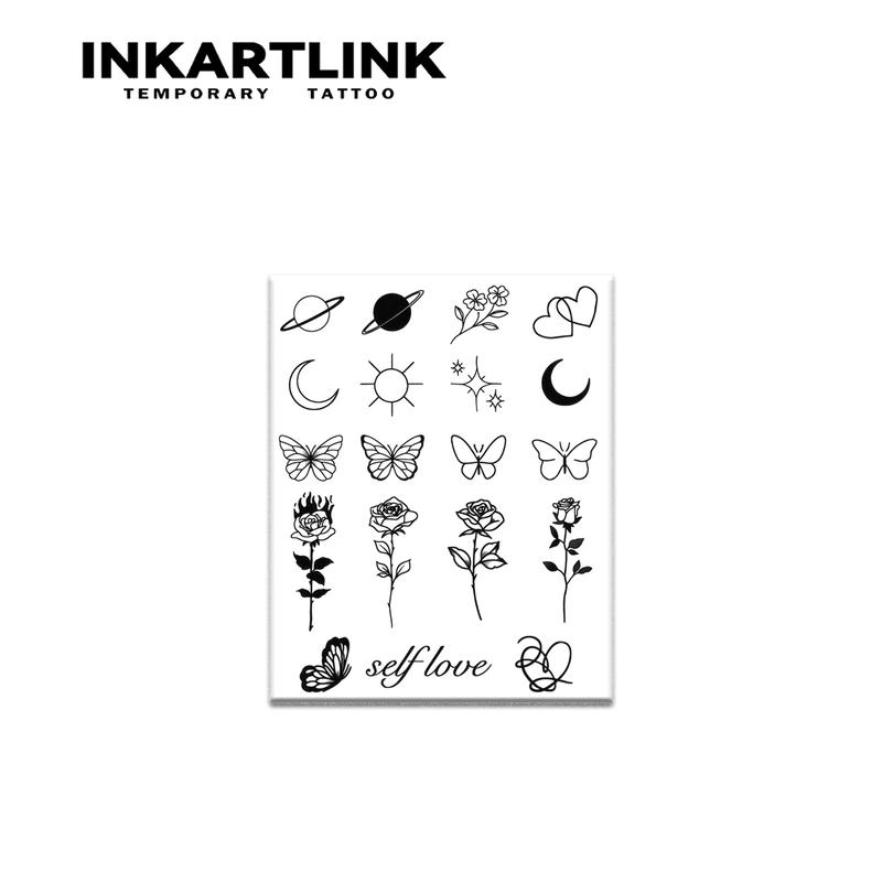 INKARTLINK Tattoo Tech, 2 Sheets Semi-Permanent Temporary Tattoos,Self Love Tattoo, Adult Art Design,Lasts 1-2 Weeks, Waterproof, Realistic Look, No Adhesive, No Reflection,For Man And Woman,Ideal for Swimming, Party