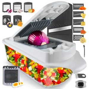 RüK Vegetable Chopper Slicer Onion Dicer, Multi 22-in-1 Veggie Mandoline Food Cutter for Tomato Fruit Kitchen Stainless Steel Utensils
