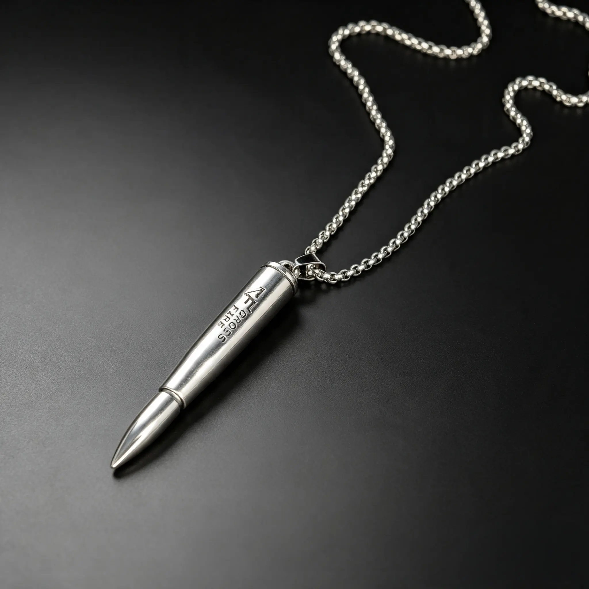 Bullet Pendant Necklace for Men, Tactical Style Bullet Charm Necklace, Edgy Streetwear Jewelry Gift for Him