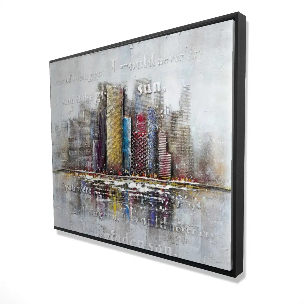 212 MAIN 48x60 in. Artistic Typography Relief Wall Print - Fade-Resistant Cityscape Wall Decoration, Urban Buildings Accent for Home Rooms