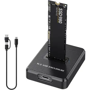 NVMe & SATA M.2 Reader/Writer, M.2 SSD to USB-A/C Reader Adapter Compatible with (M Key, B+M Key) NVMe and SATA NGFF SSD Dock, Size for 2280 2260 2242 2230 Portable Plastic Enclosure