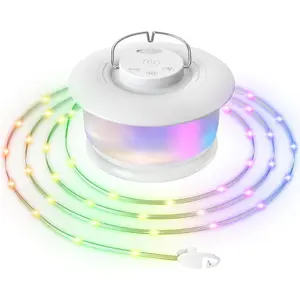 Camping String Lights – 4 in 1 Upgraded RGB Retractable Camping Lights with 19 Lighting Modes, Quick 20s Recovery, Waterproof, 33FT Portable, Rechargeable Tent Lights for Camping, Hiking,Travel,Gift