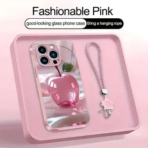 Luxury Crystal Apple Metallic Phone Case with Lanyard for iPhone 13 Pro--975 Luxury Crystal Apple Metallic Phone Case with Lanyard for iPhone 13 Pro--975