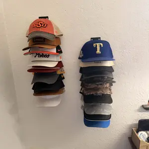 Baseball Cap Organizer 2-Pack Wall-Mounted Hat Rack Hook Holds Up to 18 Hats Multi-Layer Storage Adjustable Self-Adhesive or Screw Installation  gift for bf Back to school