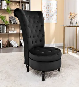 US Pride Furniture Royal High-Back Velvet Accent Chair for Vanity with Storage and Luxurious Upholstery