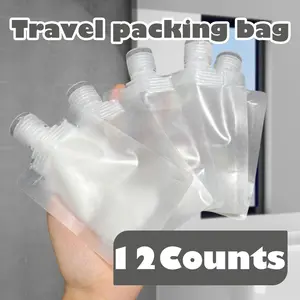 12 Counts Reusable Plastic Pouches, Versatile Liquid Carriers for Picnics and Outings
