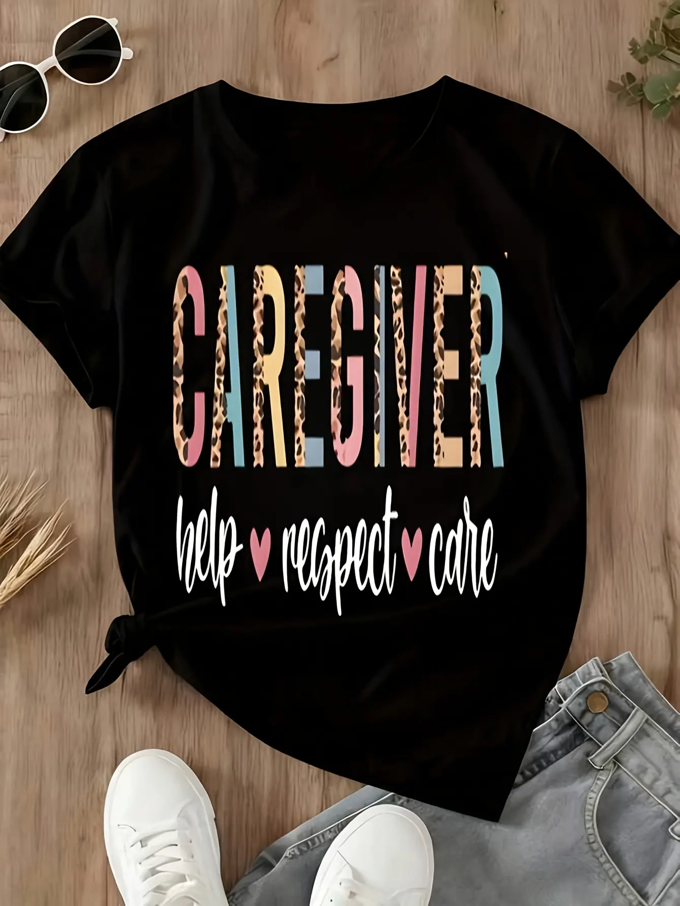 Caregiver Help Respect Care Colorful Leopard Print
