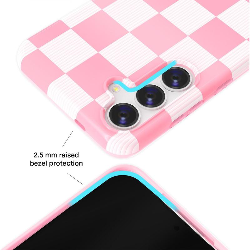 Velvet Caviar Pink Vibe Checkered Samsung Case - Shockproof Protective High Quality Cute & Stylish Samsung Phone Cases