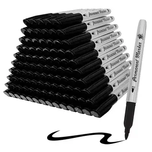TBC The Ultimate Crafts Permanent Marker Collection, Featuring a Fine Flexible Tip, Quick-Drying And Fade-Resistant, Suitable for Use on Paper, Plastic, Metal, And More (100 Black)
