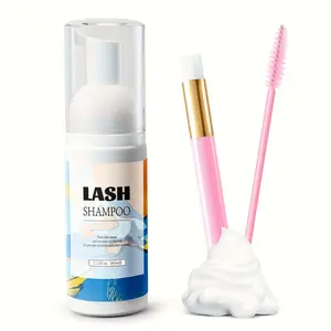 60ML False Eyelash Cleaner Mousse, Non-Irritating Lash Makeup Remover, Gentle Makeup Remover, Includes Soft Bristle Brush & Mascara Applicator