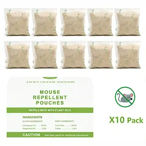 10-Pack Mouse Repellent Pouches | Peppermint & Lemongrass Oil Formula | Natural Rodent Repellent for Mice & Rats | Indoor Outdoor Pest Control | Safe for Pets & Kids | Long-Lasting Plant-Based Deterrent