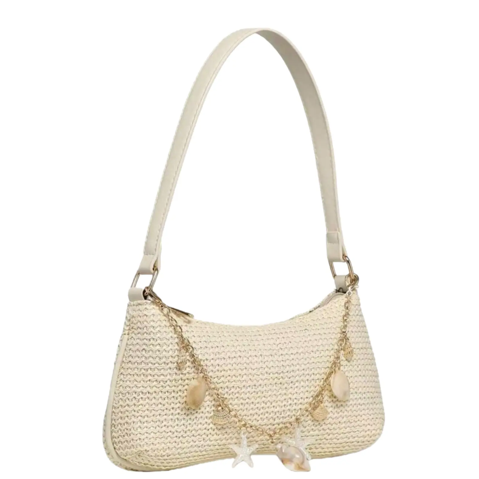 Straw Crossbody Bag Women Pearl Summer Beach Purse Elegant Boho Woven Woven Straw Crossbody Summer Bag, Wicker Purse Straw Beach  main image 2