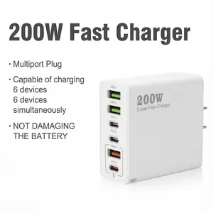 Multi port Fast Charger USB C PD Charger Quick Charge 3.0 Type C USB Phone Chargers Fast Charging Adapter For iPhone 17 16 15 Samsung Xiaomi Huawei Smartphone Cellphone 6-Ports fast charging plug Tablets Electronic