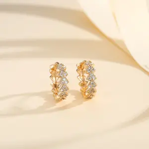 Heart Shaped Zircon Hoop Earrings - Trendy Jewelry, Quiet Luxury, Gold-Plated Copper, European American Fashion It Girl Women’s Christmas Gift for Girlfriend