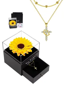 Women's Crown Cross Double Chain Rotatable Pendant Jewelry, Modern Versatile Accessories, Elegant Christian Gift, Birthday Mother's Day Present with Box