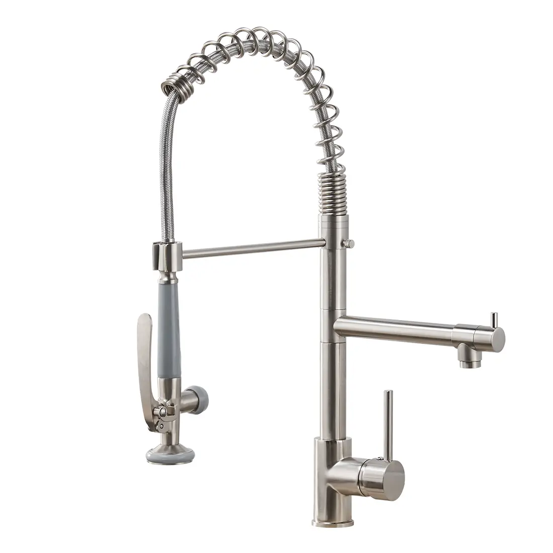Kitchen Faucet with Pull Down Sprayer one-Hole Gooseneck Kitchen Sink Faucet 2 Handle in Brushed Nickel