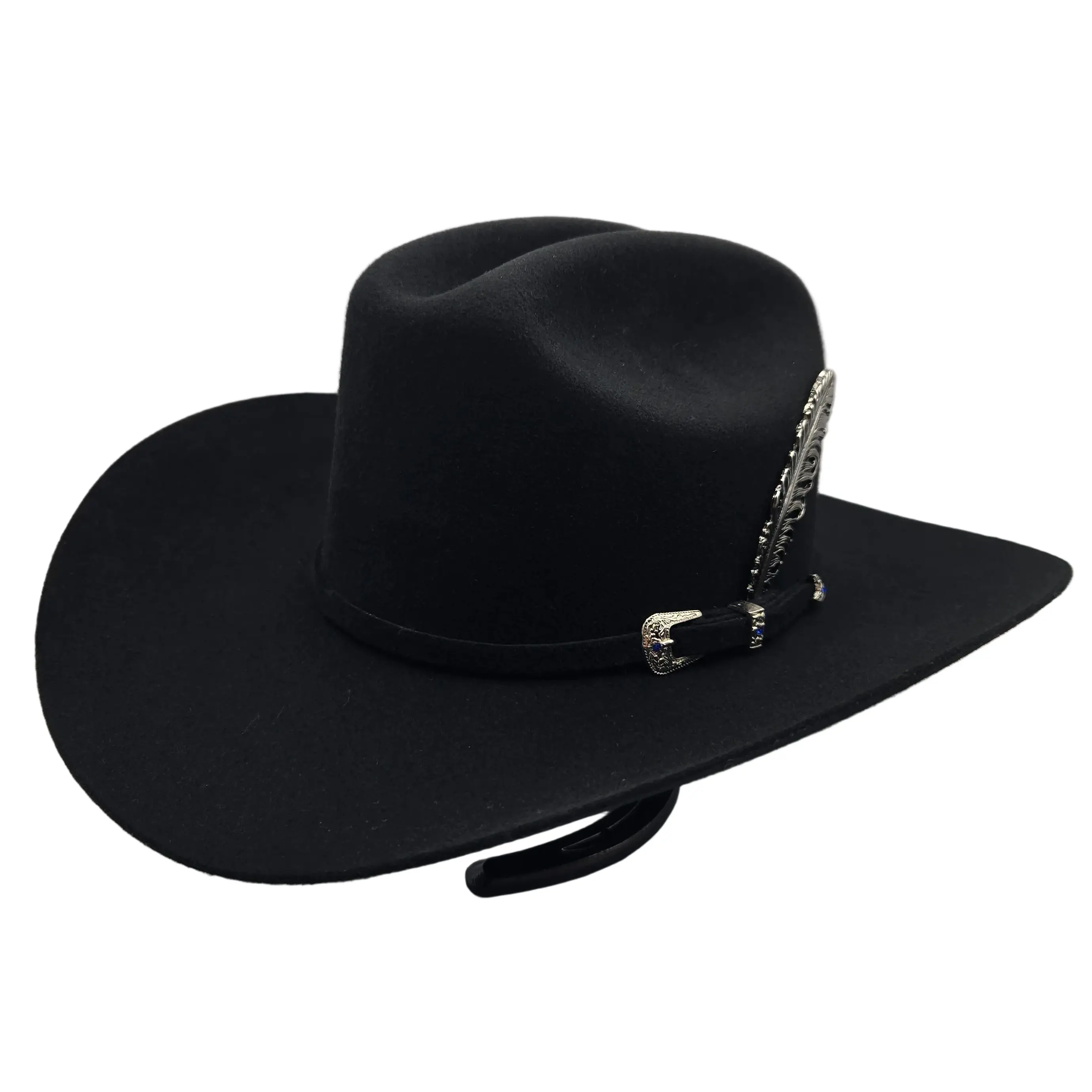 El Mayor 100x Belico Texana Wool Felt Hat w/ Metal Feather  display picture 2