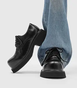 Chunky Derby Shoes Men's Black｜Big-Toe Leather Cleanfit Casual