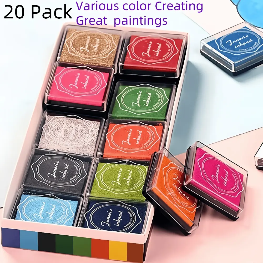 Color inkpad set DIY seal inkpad 20 color box Journaling Crafts Scrapbooking Kit Scrapbook Accessories