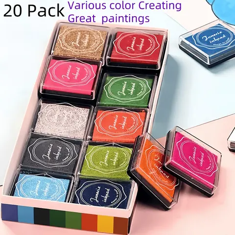 Color inkpad set DIY seal inkpad 20 color box Journaling Crafts Scrapbooking Kit Scrapbook Accessories
