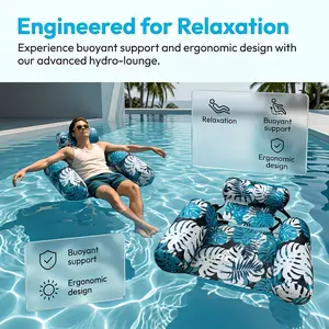 2Pcs Foldable Inflatable Water Hammock Chair, PVC Buoyancy Floating Lounger with Armrest and Headrest, Ideal for Pool Beach Holiday Leisure