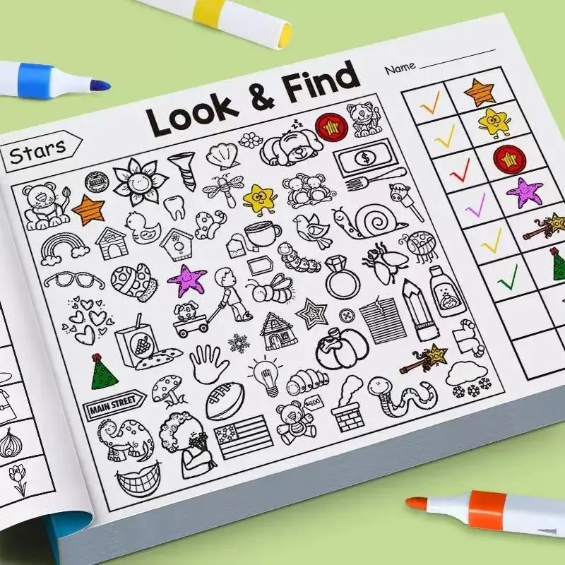 Look Find Toddler Early Education Colorful Drawing Book Toy, Coloring Gift Book, Enhance Observation Focus Skills, Fun Learning Activity for Kids Coloring Books