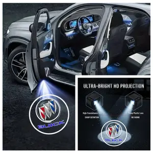 2 PCS Buick Door Projector Lights, No-Drill Stick-on LED Logo Ghost Shadow Ambient Lights, Universal Fit for Most Buick Models, Car Exterior Decoration Upgrade Accessories