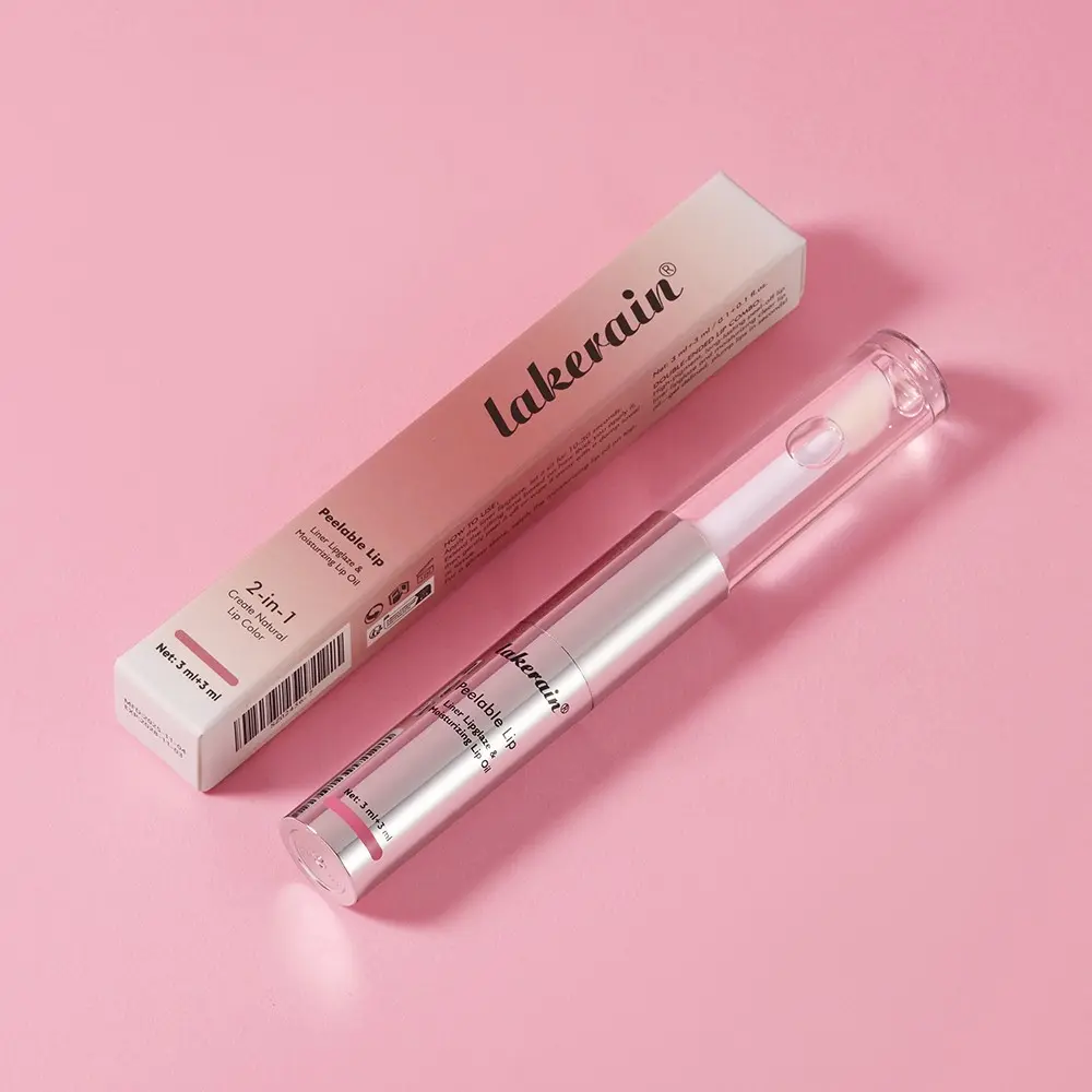 Lakerain 1 Count Dual-Ended Peel-Off Lip Tint & Lip Oil, 2-in-1 Dual-Ended Design, 7 Shades Available, Waterproof & Smudge-Proof, Moisturizing, Hydrating & Nourishing, Long-Lasting Wear, Glossy Lipgloss, Double Ended Lipstick