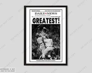 1998 New York Yankees World Series Champions "GREATEST!" Unframed Newspaper Print