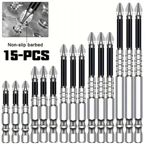 15pcs K5 Anti-Slip Impact-Resistant Threaded Bits Set, Magnetic Screwdriver Bits, Steel Magnetic Anti-Shock Batch Head, Anti-Slip Phillips Screwdriver Bits, Hex Shank Cross Drill Bits Phillips Screwdriver, Strong Magnetic Tip Screwdriver