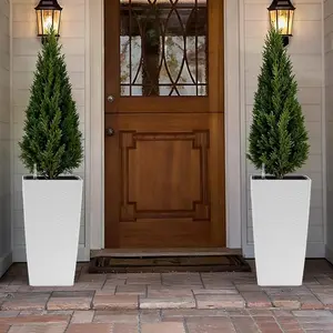 2 Pack 22Inch High Planters with Smart Self-Watering System, Decorative Flower Pots for Indoor & Outdoor, large Planters for Porch,Garden, Patio, White