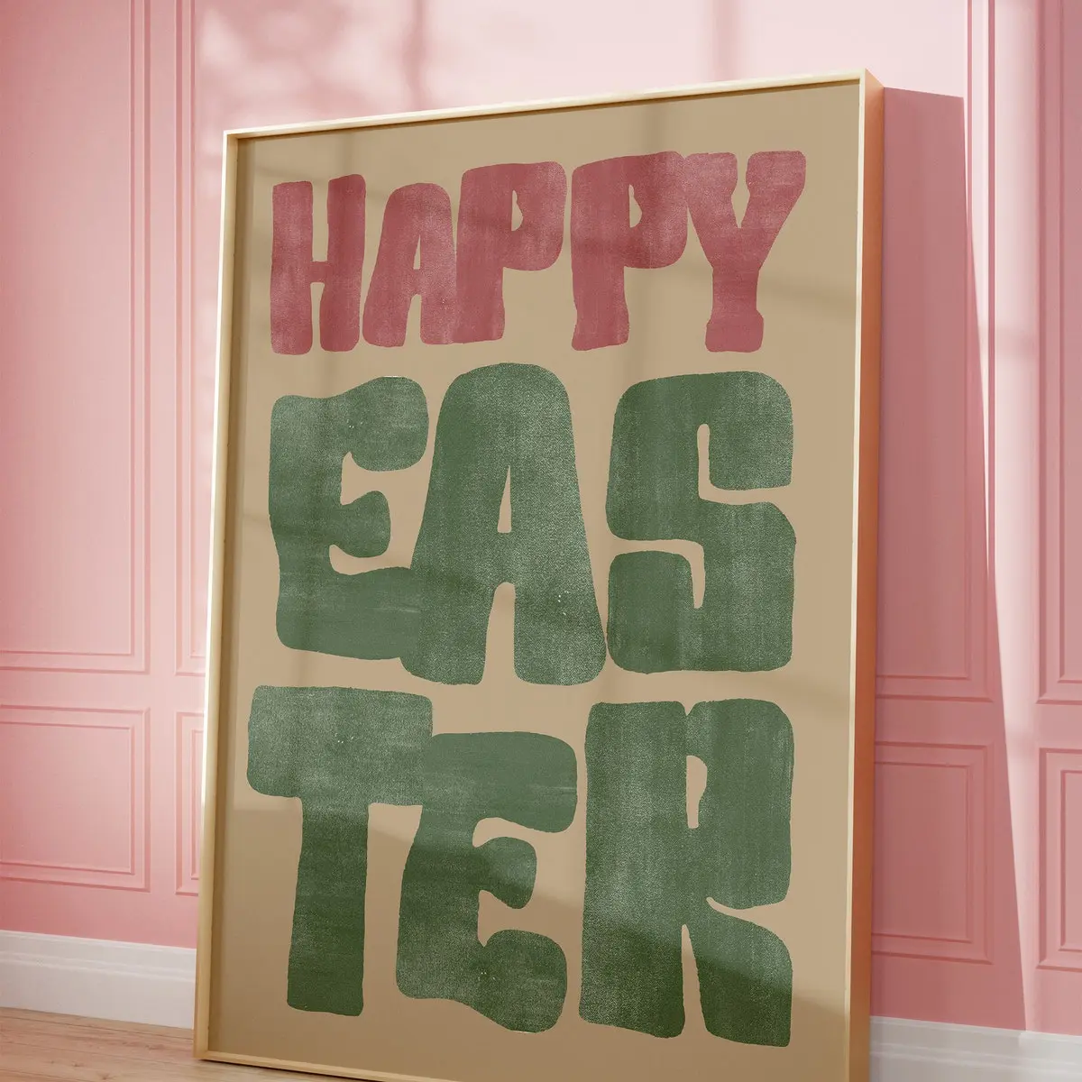 Happy Easter Poster, Retro Typography Easter Print, Cute Spring Wall Art, Trendy Easter Quote Decor, Holiday Home Poster, Unframed