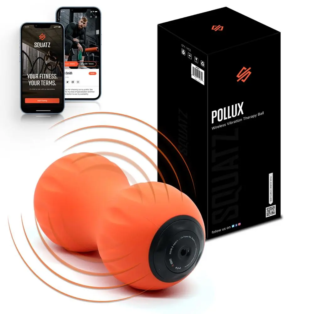 Wireless Vibrating Massage Peanut Ball - Orange | Deep Tissue Relief Massage Ball with 3 Intensity Levels - Portable & Cordless Rechargeable Massager for Hands, Arms, Legs & Body Muscle Therapy