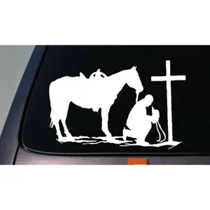 Christian Praying Cowboy Rodeo Car Truck Window Wall Laptop Vinyl Decal Sticker